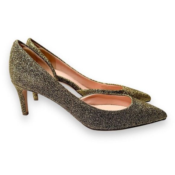 J. Crew Colette d'Orsay Pumps in Lurex Gold Metallic Glitter Heel Women’s Size 9 - Picture 3 of 11
